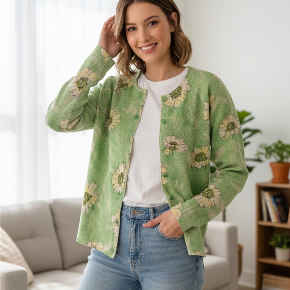 Vtg BLUMARINE Wool Cardigan Sweater Made in Italy (108)